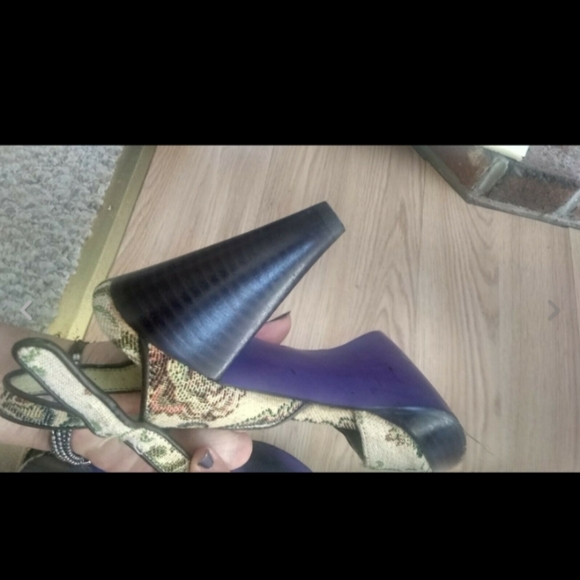 WOMEN KENZIE HEEL Brown Fabric and LEATHER SHOES - Picture 7 of 7